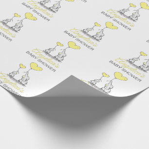 Papier Cadeau Neutre personnalisé d'éléphant de jaune de BABY