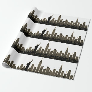 Papier Cadeau New York Skyline Black Big Apple Modern City