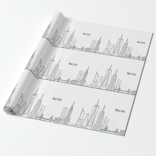 Papier Cadeau New York Skyline Black Big Apple Modern City