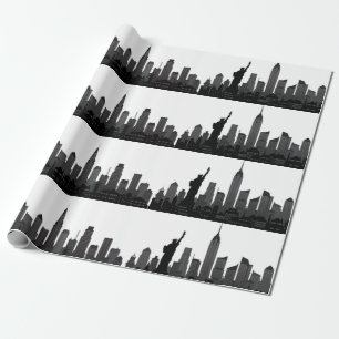 Papier Cadeau New York Skyline Black Big Apple Modern City