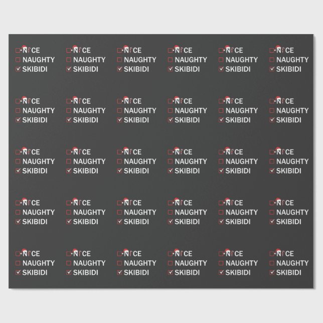 Papier Cadeau Nice Naughty Skibidi Funny Christmas Gen Alpha  (Plat)