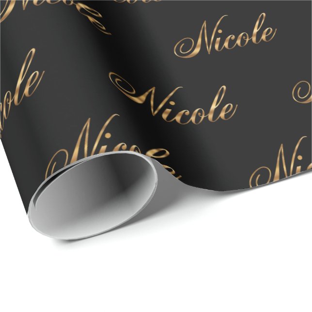 Papier Cadeau Nicole gold Design Lettering (Coin rond)