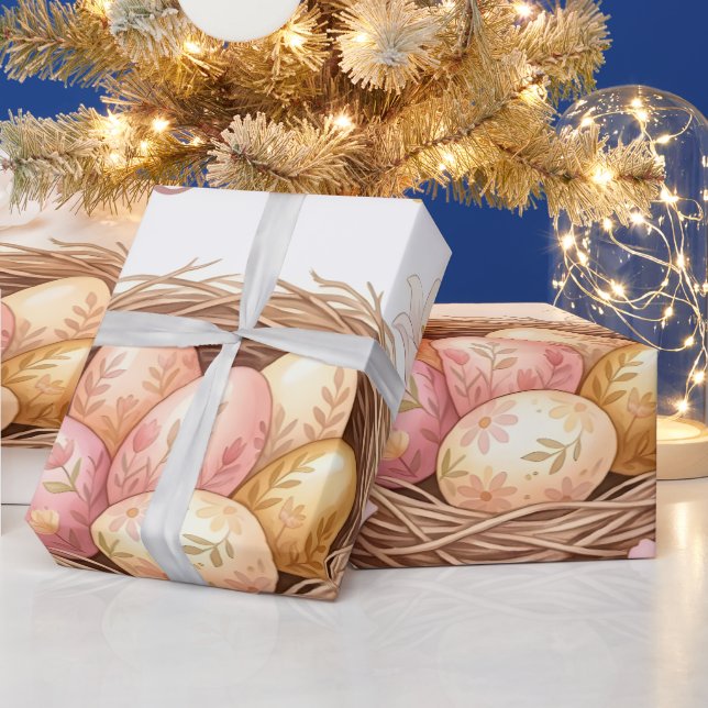 Papier Cadeau Nid de Pâques avec œufs (Vacances)