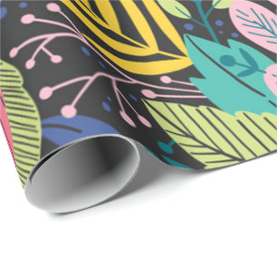 Papier Cadeau Night Jungle Exotic Colorful Motif Botanique
