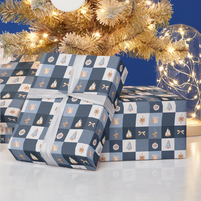 Papier Cadeau Noël À damiers Motif (Vacances)