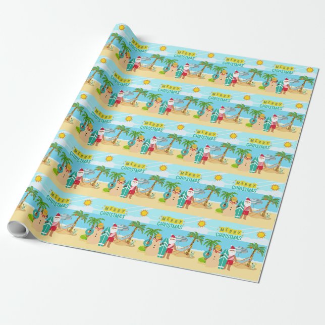 Papier Cadeau Noël à la plage de Santa (Déroulé)