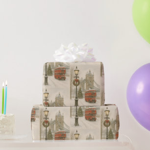 Papier Cadeau Noël à Londres Cadeau pour Voyageur Fêtes
