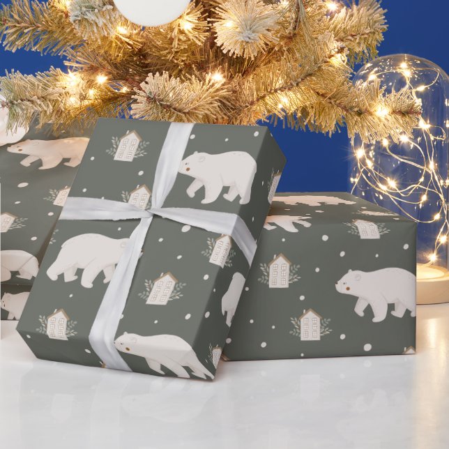 Papier Cadeau Noël à l'ours polaire (Vacances)