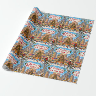 Papier Cadeau Noël à New York Vintage Fêtes