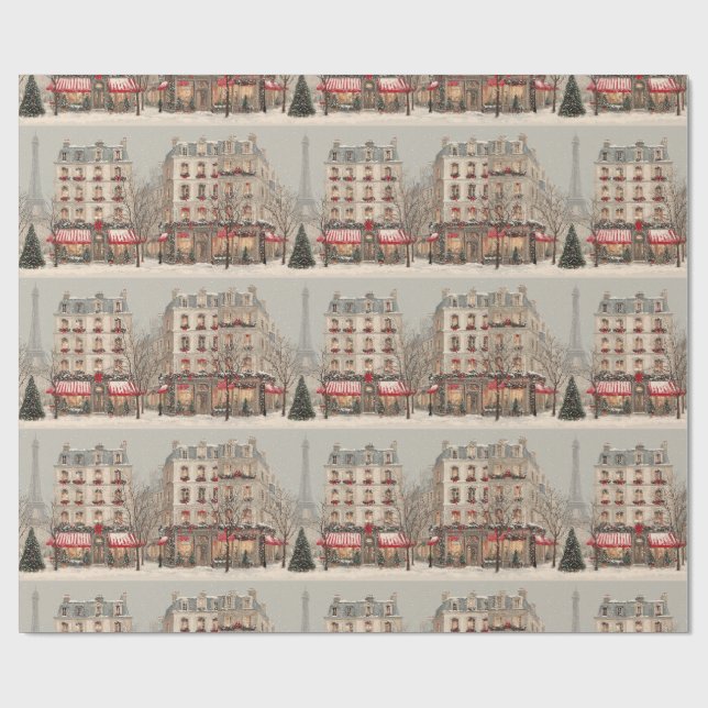 Papier Cadeau Noël à Paris (Plat)