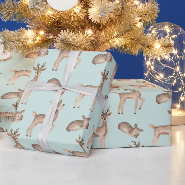 Papier Cadeau Noël à thème des Cerfs mignons (Vacances)