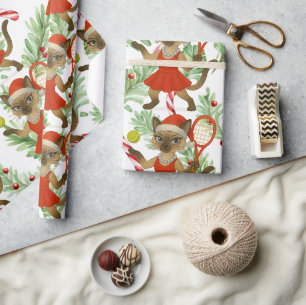 Papier cadeau Noël à thème Tennis pour amateurs de