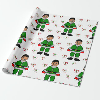 Papier Cadeau Noël Afro Boy Kid Cute Elf