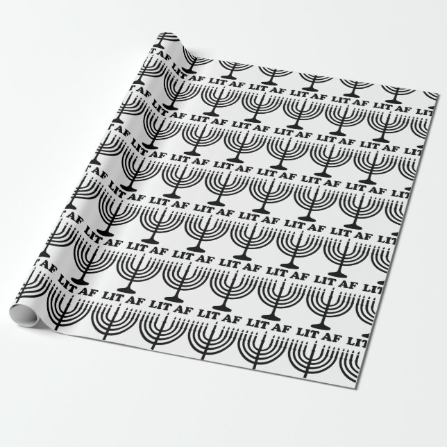 Papier Cadeau Noël allumé par menorah drôle de Hanoukka af (Déroulé)