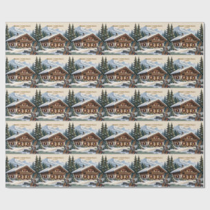Papier Cadeau Noël Alpin Européen - Hiver de Montagne enneigée