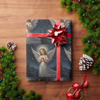 Papier Cadeau Noël Angel étoile Nuit