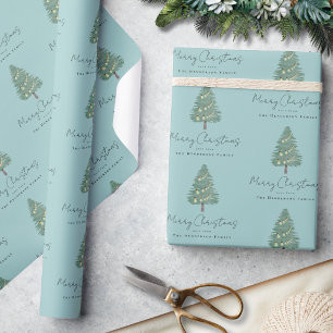 Papier Cadeau Noël Arbre à Eau Personnalisé Élégant