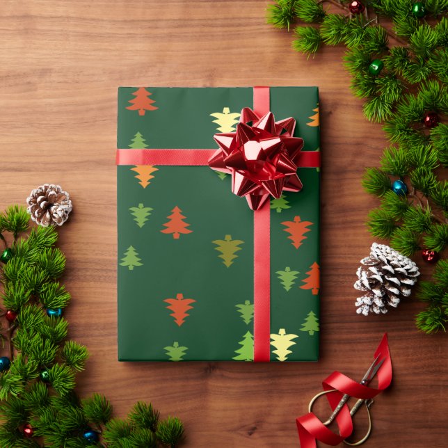 Papier Cadeau Noël arbres saison motif (Cadeau de vacances)