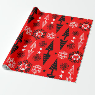 Papier Cadeau Noël Art Nouveau Rouge Et Noir