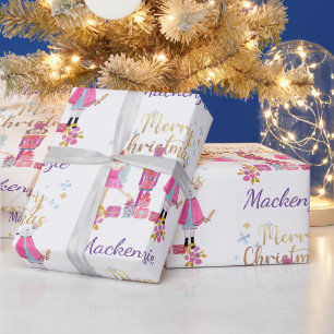 Papier Cadeau Noël au casse-noisette pastel à l'aquarelle
