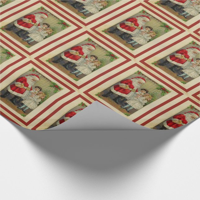 Papier Cadeau Noël au Père Noël et à la Petite Fille (Coin)