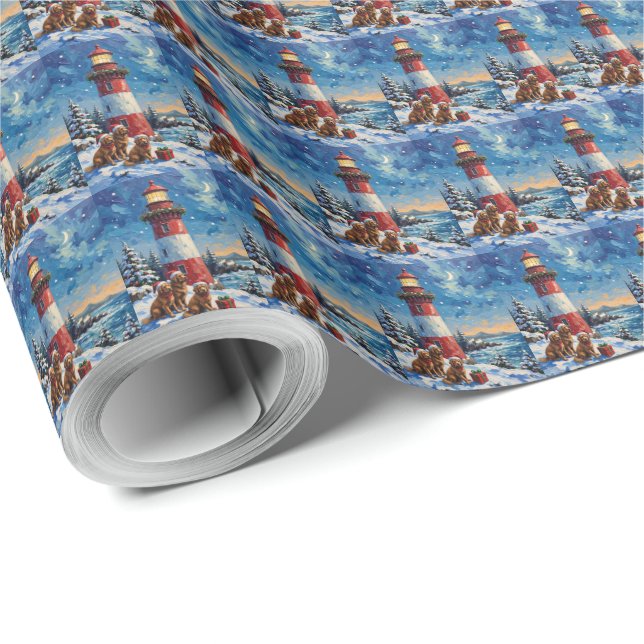 Papier Cadeau Noël au phare de Terre-Neuve (Coin rond)