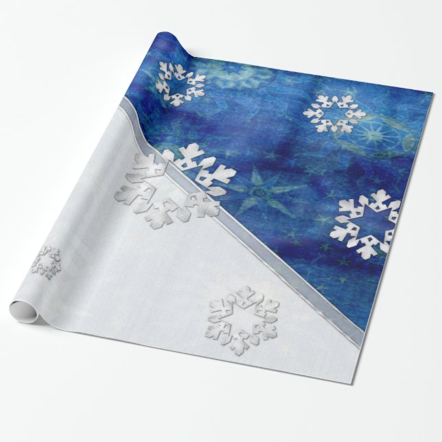 Papier Cadeau Noël aux bougies bleues (Déroulé)