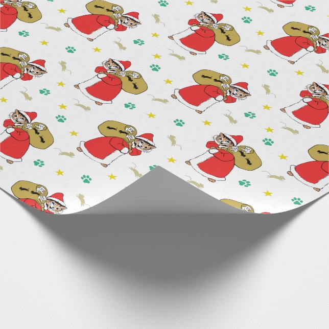 Papier Cadeau Noël aux chats père Noël Paws (Coin)