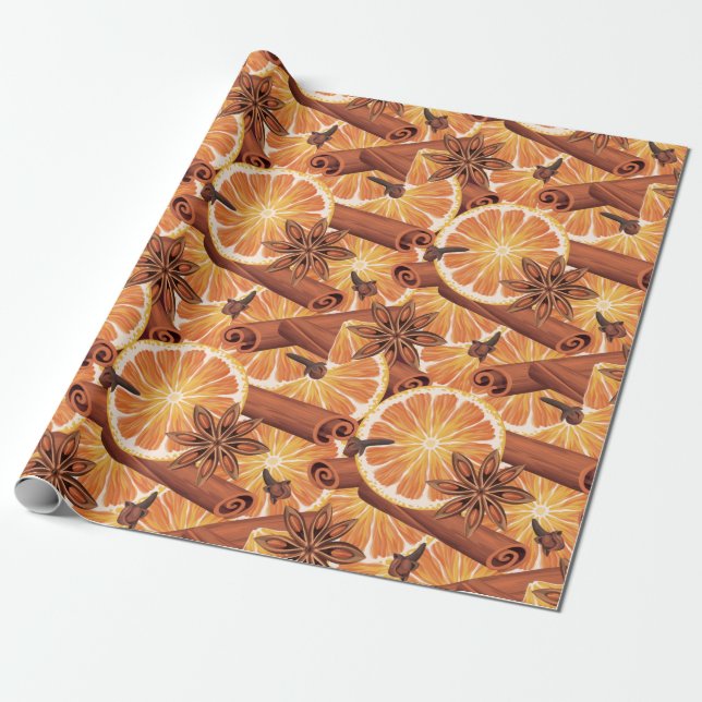 Papier Cadeau Noël aux épices orange (Déroulé)