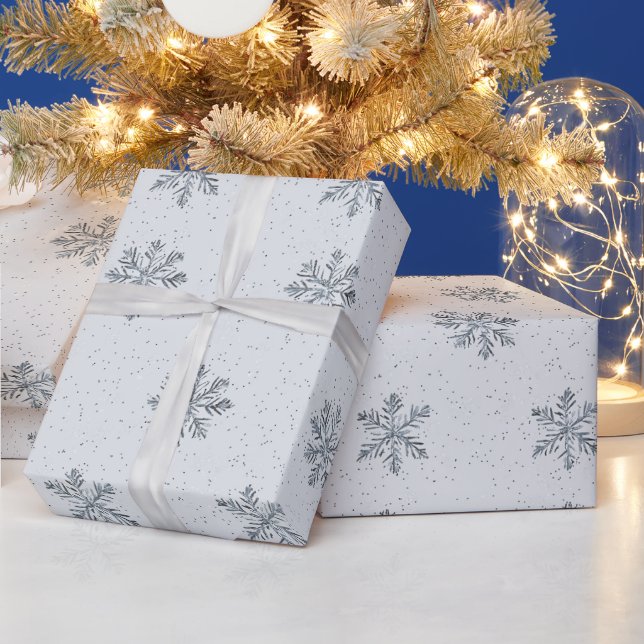 Papier Cadeau Noël aux flocons d'argent (Vacances)