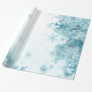 Papier Cadeau Noël aux flocons de neige bleu clair