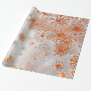 Papier Cadeau Noël aux flocons de neige orange