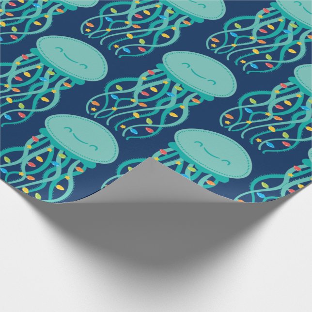 Papier Cadeau Noël aux méduses grand imprimé (Coin)