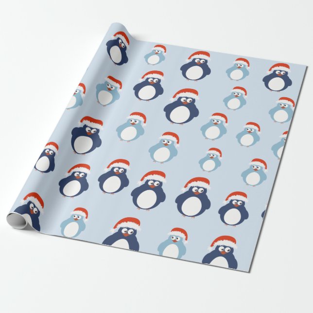 Papier Cadeau Noël aux mignons pingouins (Déroulé)