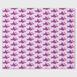 Papier Cadeau Noël aux petits requins de Santa Hat