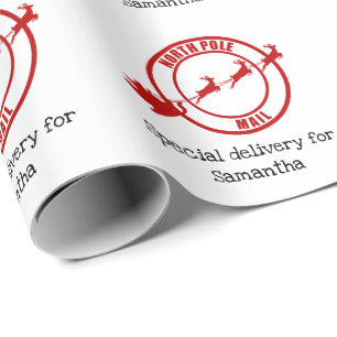 Papier Cadeau Noël aux rennes de Père Noël du Pôle Nord