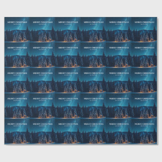 Papier Cadeau Noël avec phases lunaires célestes, nuit d'hiver