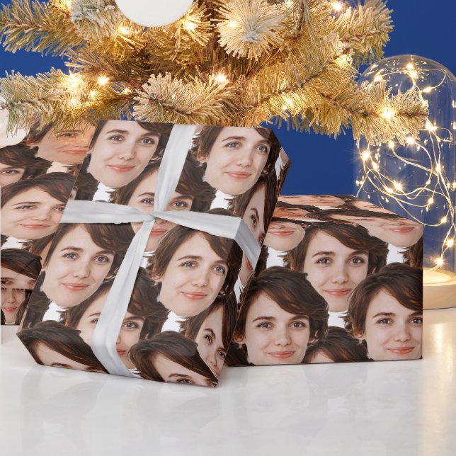 Papier Cadeau Noël avec visage Photo personnalisée Anniversaire  (Vacances)