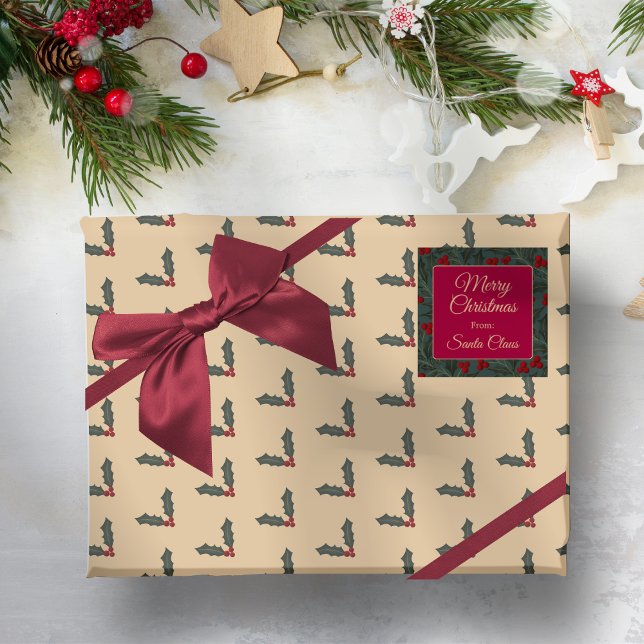 Papier Cadeau Noël Baies de Houx (Créateur téléchargé)