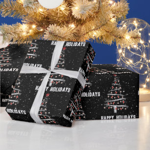 Papier Cadeau Noel Baseball et Chaussettes Rouges Arbre Envelopp