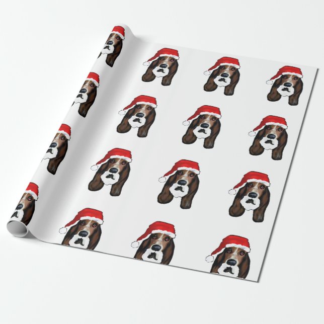PAPIER CADEAU NOËL BASSET HOUND (Déroulé)