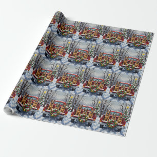 Papier Cadeau Noël Berger Allemand Camion Rouge Fêtes