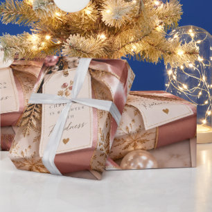 Papier Cadeau Noël Bienveillance Rose Or