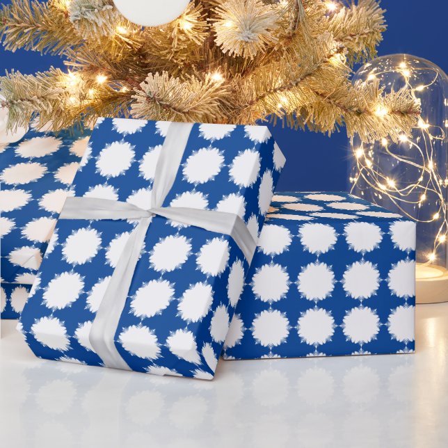 Papier Cadeau Noel bleu foncé et blanc (Vacances)