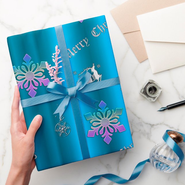Papier Cadeau Noël bleu luxueux (Créateur téléchargé)