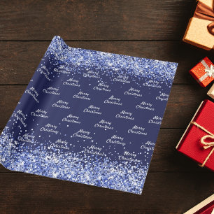 Papier Cadeau Noël bleu marine confetti élégant