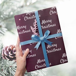 Papier Cadeau Noël bordeaux rose or élégant