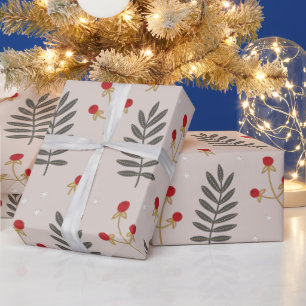 Papier Cadeau Noël botanique du Berry d'hiver