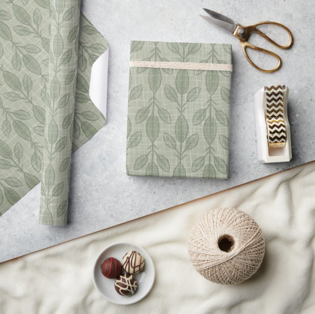 Papier Cadeau Noël botanique vert rustique (Artisanat)