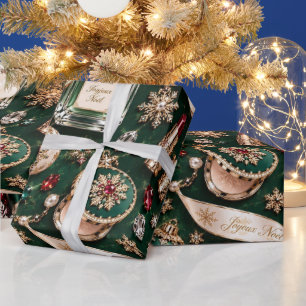 Papier Cadeau Noël Bourguignon Émeraude Parisien